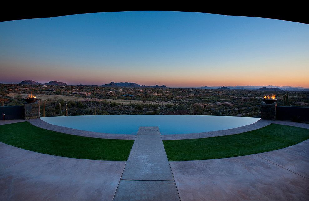 Frank Lloyd Wright Phoenix for a Contemporary Pool with a Fire Feature and Contemporary Residential by Phx Architecture