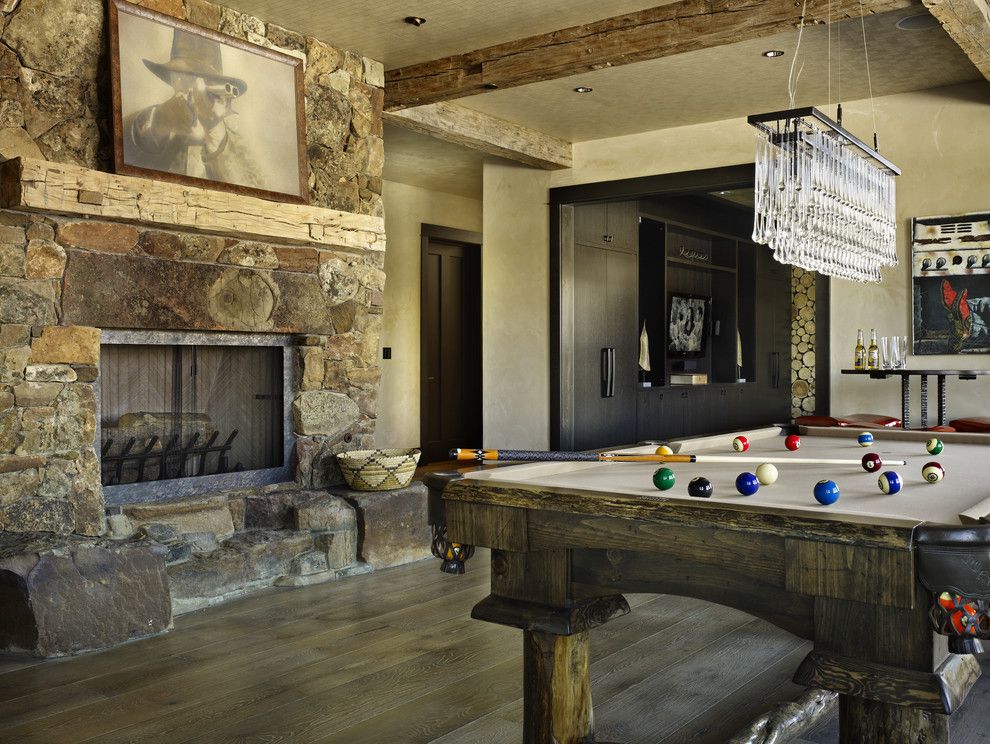 Golden West Billiards for a Rustic Family Room with a Rustic and Yellowstone Residence Family Room by Lkid