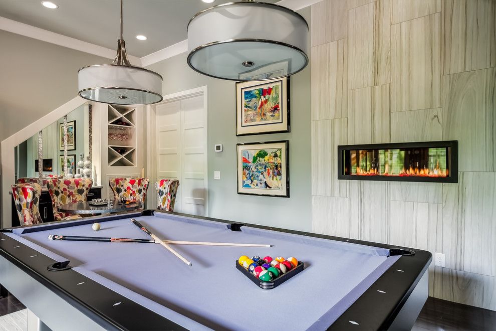 Golden West Billiards for a Transitional Basement with a Basement Bar and Benzinger Terrace   Brentwood, Tn by Eric Ross Interiors, Llc