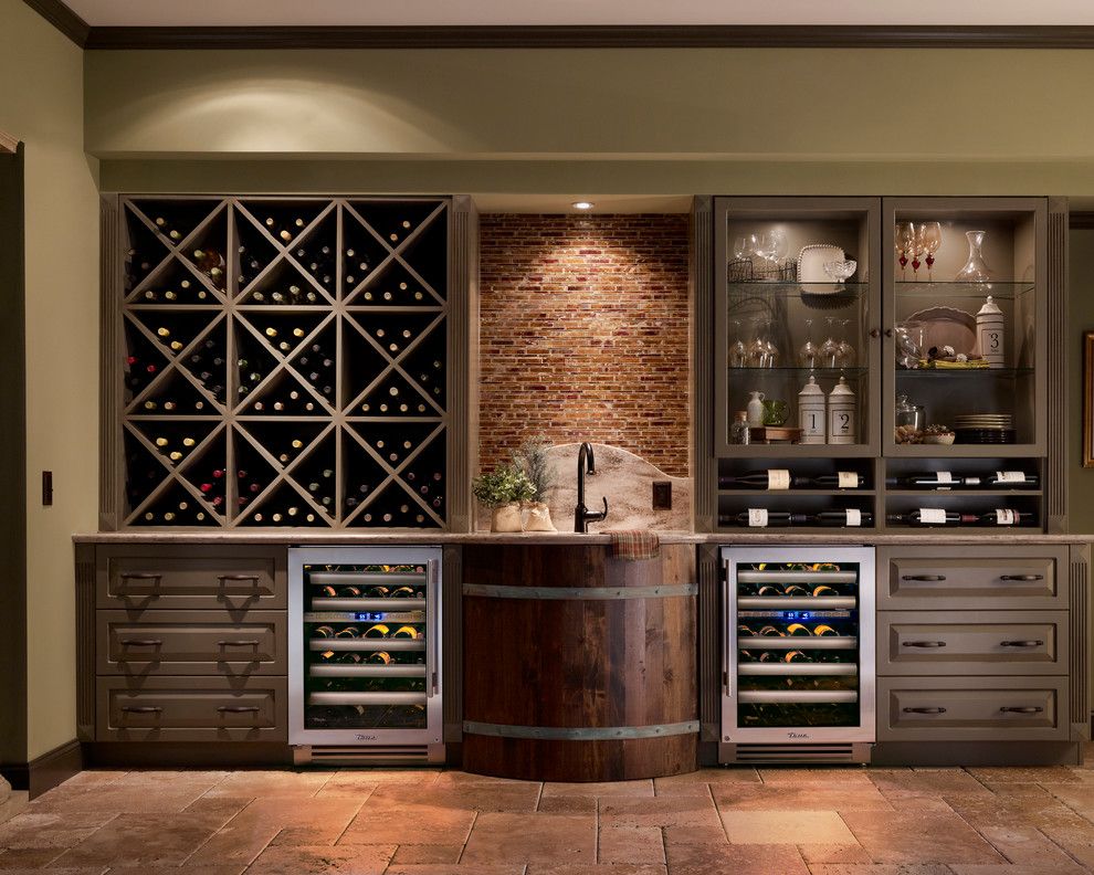 Hanson Brick for a Rustic Wine Cellar with a Soffit and True Professional Series by True Residential