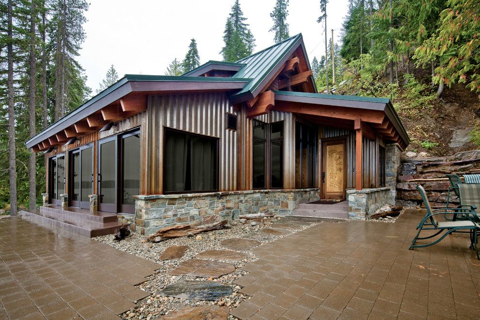 How to Build a Paver Patio for a Contemporary Patio with a Patio Doors and Concrete Floored Abode   a Cabin on Lake Wenatchee by Gelotte Hommas Architecture