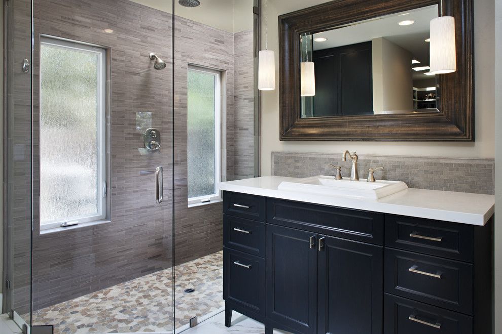 How to Unclog a Shower Drain for a Contemporary Bathroom with a Tile Backsplash and San Lucas Drive by Tracy Lynn Studio