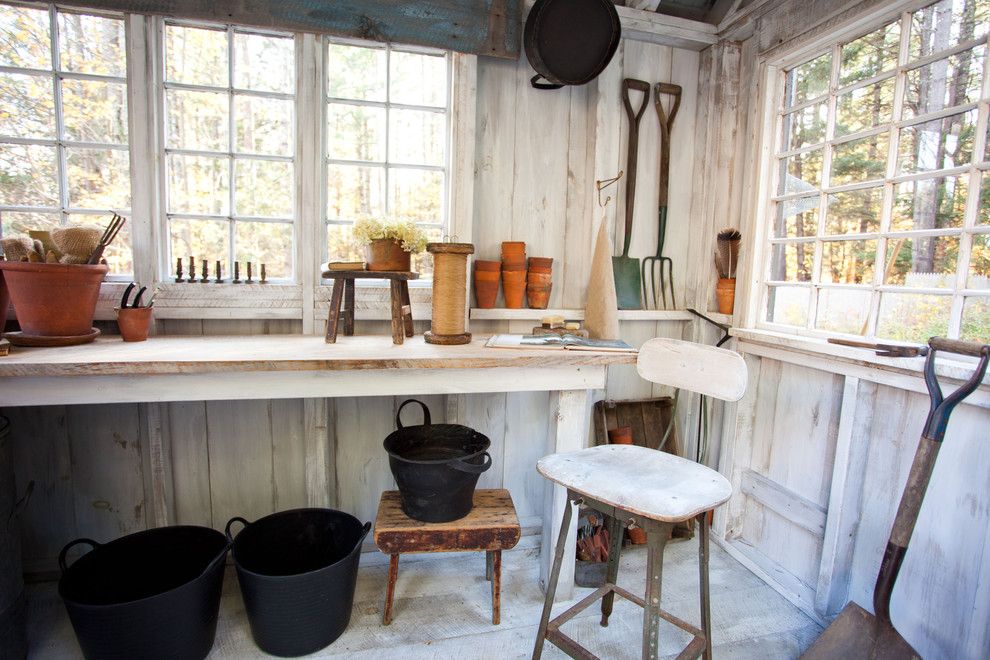 How to Whitewash Furniture for a Farmhouse Shed with a Work Table and Shy Rabbit Farm by Tess Fine