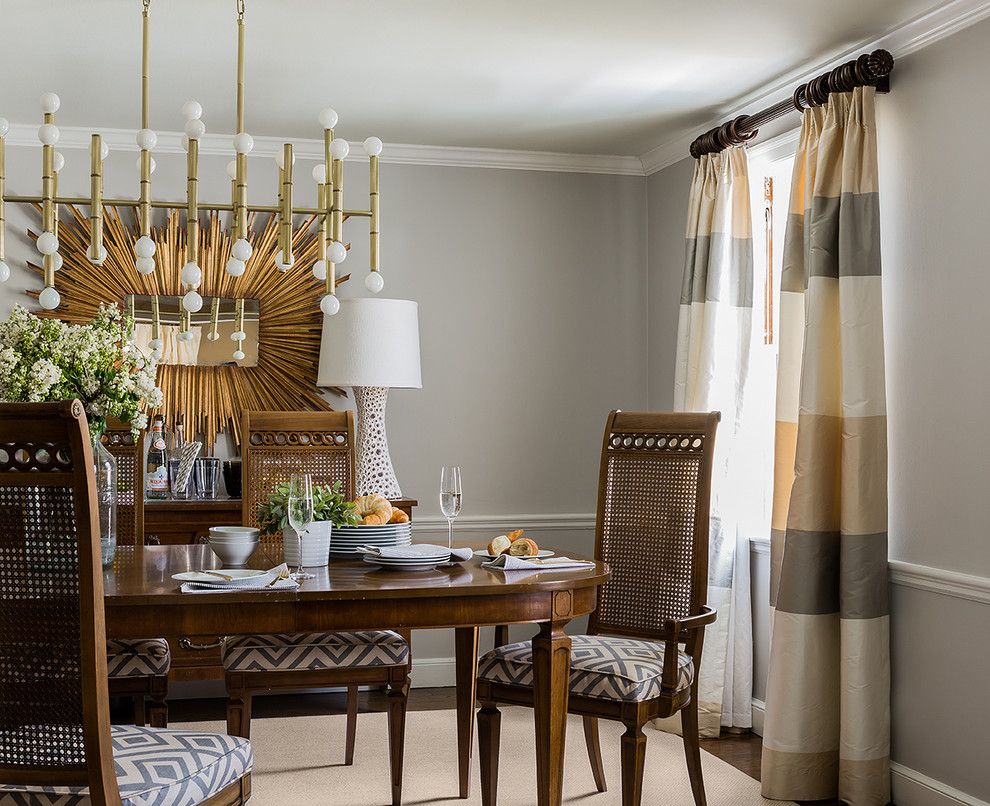 Jonathan Adler Planner for a Contemporary Dining Room with a Gray Wall and Wellesley Colonial by Hudson Interior Design