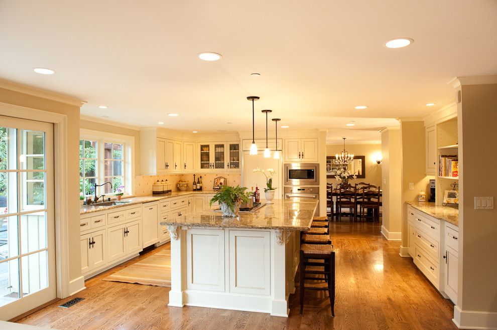 Long Island Paneling for a Traditional Kitchen with a Ceiling Lighting and Traditional Kitchen by Paul Moon Design