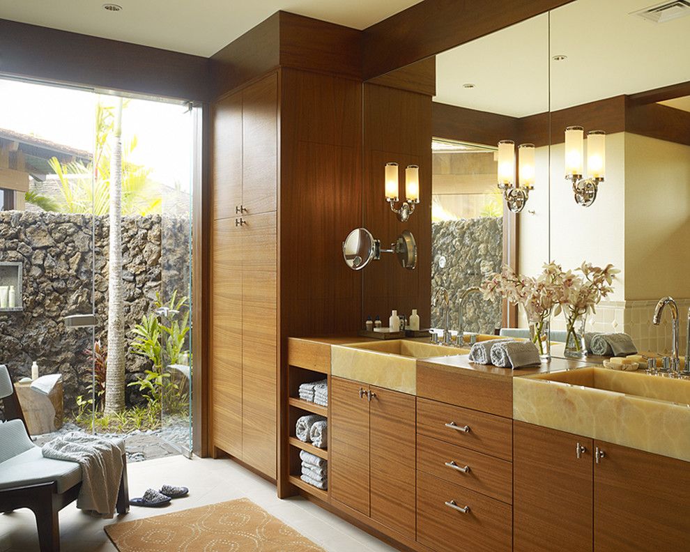 Lowes Hawaii for a Tropical Bathroom with a Floral Arrangement and Hawaii Residence by Slifer Designs