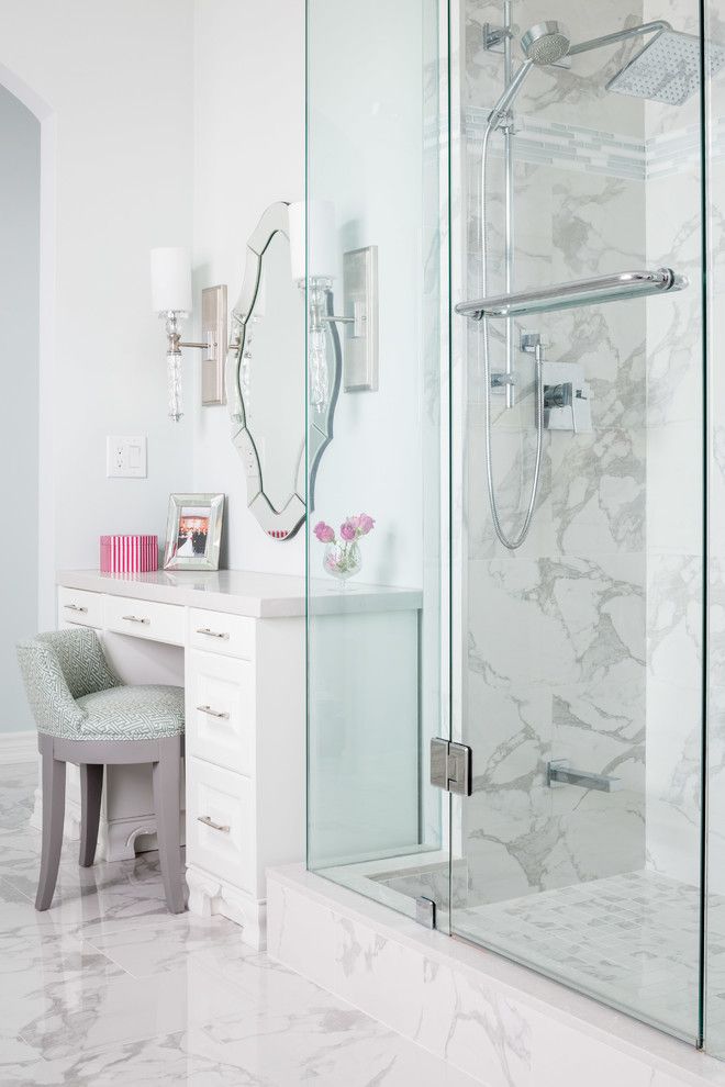 Lumar for a Traditional Bathroom with a Vanity Stool and Richmond Hill Bathroom Renovation by Lumar Interiors