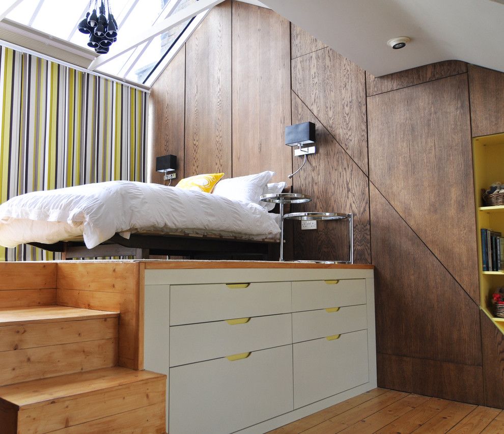 Malm Ikea Bed for a Contemporary Bedroom with a Platform Bed and Loft Bedroom by Kia Designs