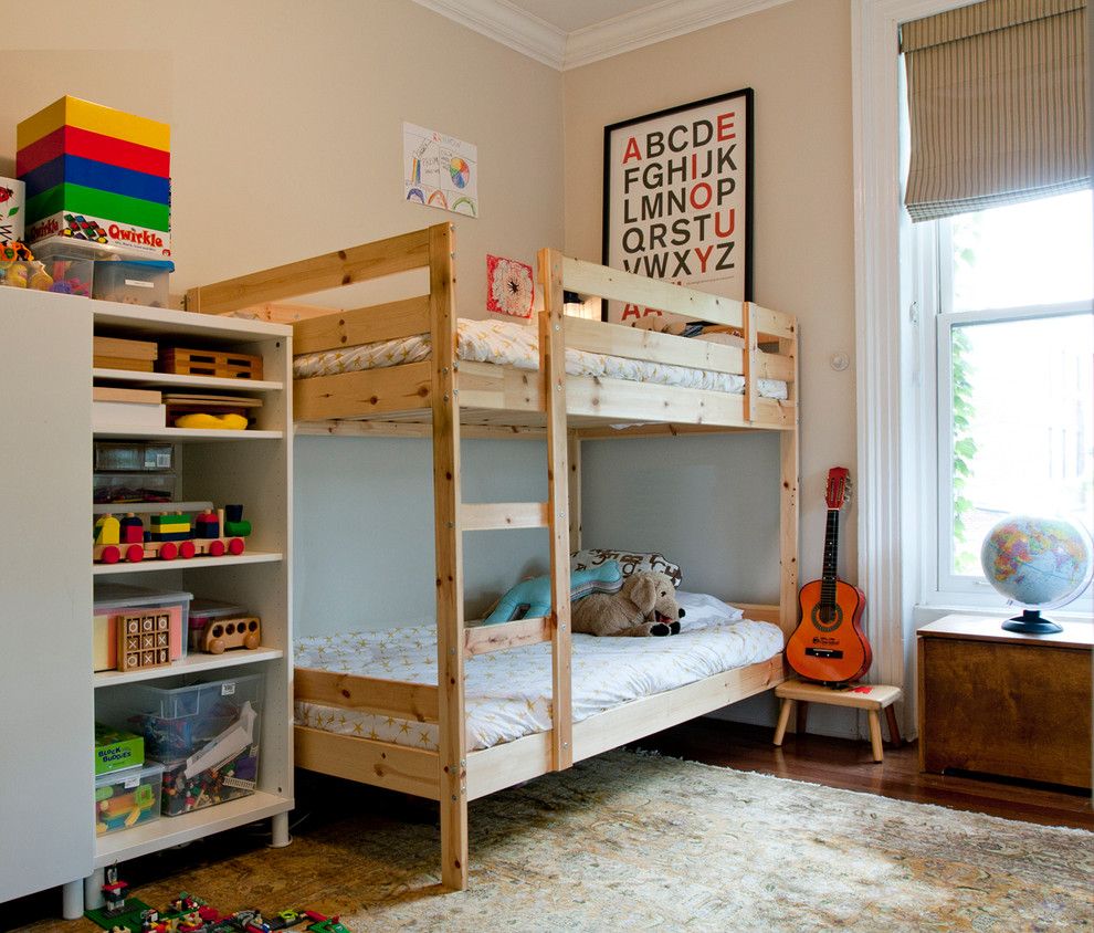 Malm Ikea Bed for a Eclectic Kids with a Beige Wall and Cobble Hill Coop by Shelly Chung Design