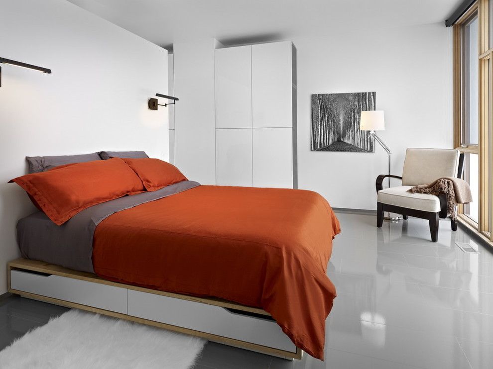 Malm Ikea Bed for a Modern Bedroom with a Gray Floor and Lg House   Master Bedroom by Thirdstone Inc. [^]