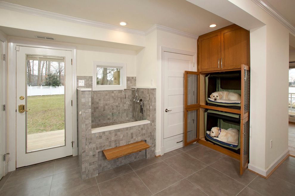 Midwest Homes for Pets for a Transitional Laundry Room with a Dog Beds and Dog Friendly Remodel by Four Brothers Llc