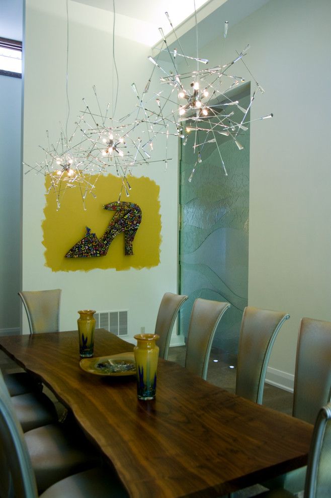 Mobern Lighting for a Contemporary Dining Room with a Translucent and Sisters in Sync by Sisters in Sync Design