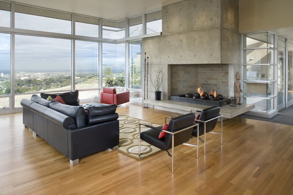 Mor Furniture Boise for a Contemporary Living Room with a Glass Wall and Plateau Residence by Glancey Rockwell & Associates