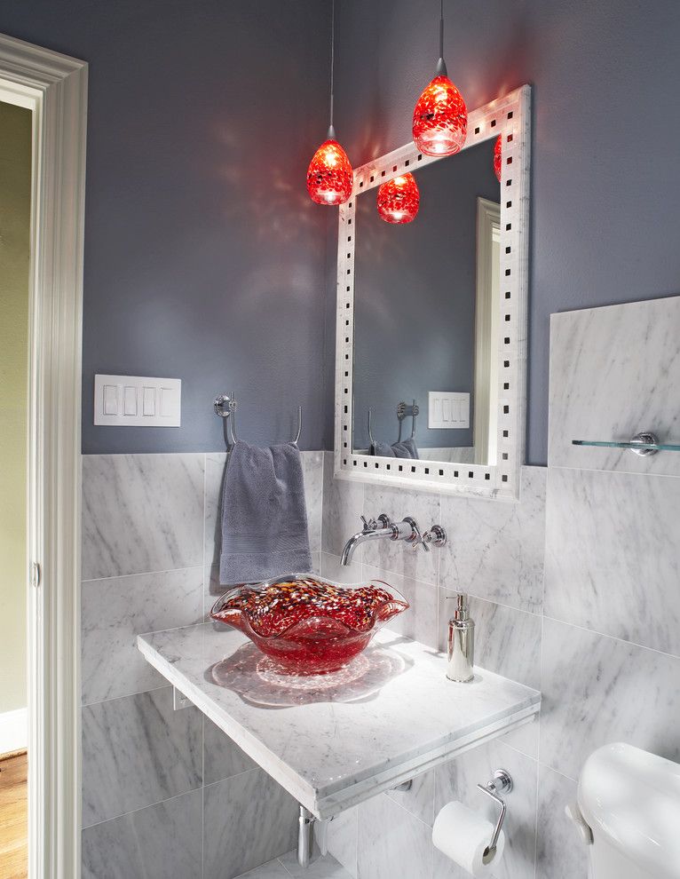 Nessen Lighting for a Eclectic Bathroom with a Pendant Lighting and Small Bath Remodel by Usi Design & Remodeling