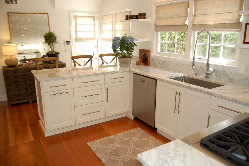 Newport Cottages for a Beach Style Kitchen with a Stainless Steel Pulls and 1925 Newport Beach Cottage Kitchen by J. Kramer Corp.