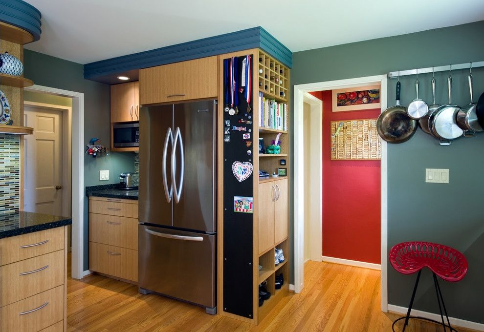 Normangee Tractor for a Contemporary Kitchen with a Curved Open Shelves and Crown Hill by Rom Architecture Studio