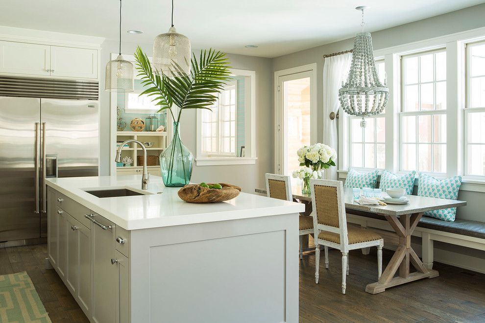 O Leary Paint for a Beach Style Kitchen with a Green Runner and Kellogg Road Residence by Martha O'hara Interiors