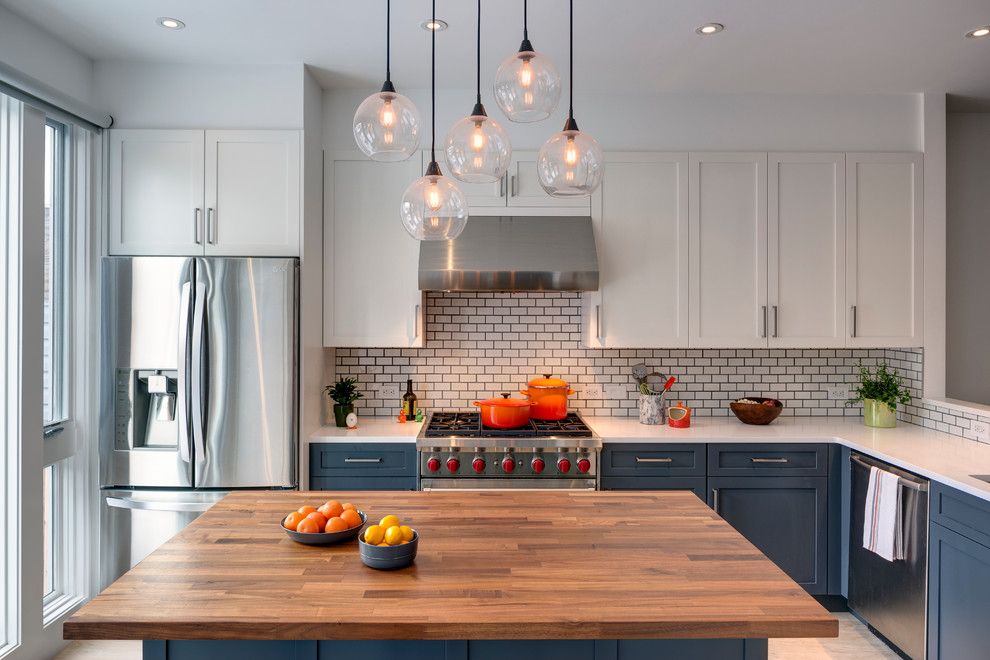 Polyblend Grout Colors for a Transitional Kitchen with a Walnut Counter Top and Sunset Park, Brooklyn Rowhouse by Barker Freeman Design Office Architects Pllc