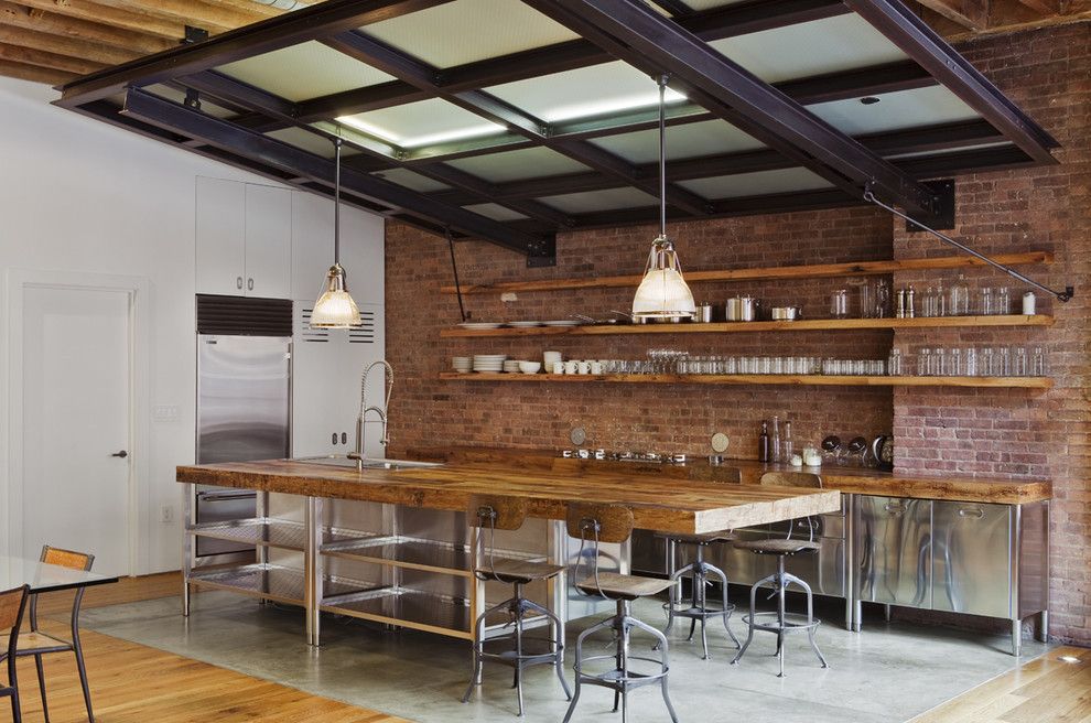 Potomac Valley Brick for a Industrial Kitchen with a Concrete and Jane Kim Design by Jane Kim Design