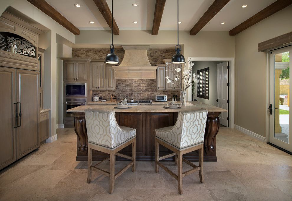 Potomac Valley Brick for a Transitional Kitchen with a Kitchen Cabinets and Silverleaf Scottsdale Custom Kitchen by Luster Custom Homes & Remodeling