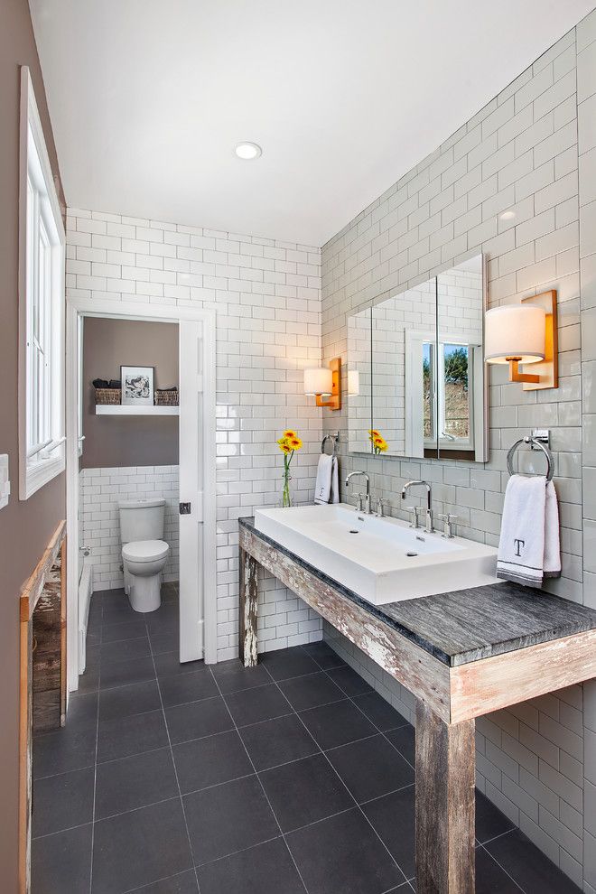 Reclaimed Wood San Diego for a Rustic Bathroom with a Soapstone Countertops and White Plains House by Andrew Mikhael Architect