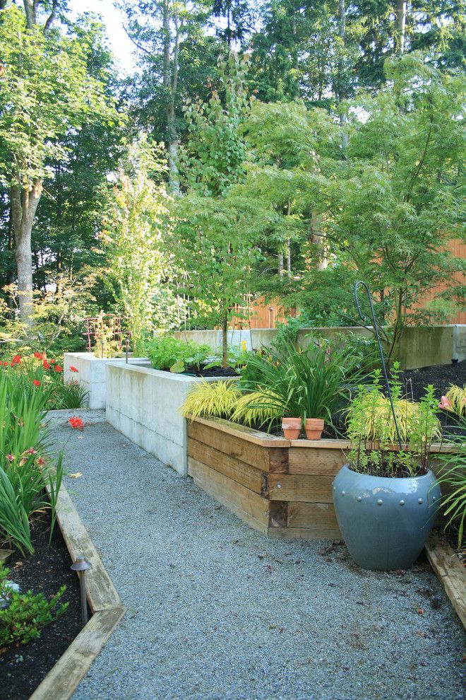 Restaining Wood for a Modern Landscape with a Banyon Tree and Lynnwood Residence by Banyon Tree Design Studio