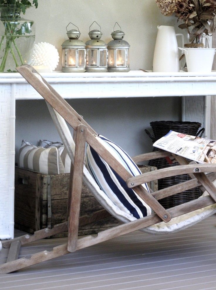 Reupholstering a Chair for a Traditional Porch with a Candle Holder and a Beach Cottage by a Beach Cottage