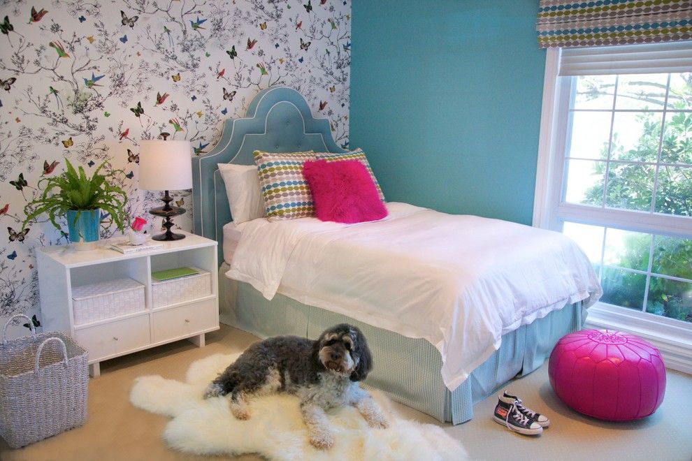 Romo Fabrics for a Traditional Kids with a White Bedding and Encino Girl's Bedroom by Jac Interiors