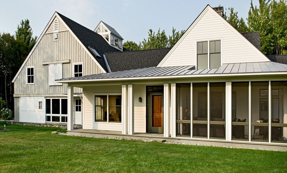 Roof Pitches for a Farmhouse Exterior with a Porch and South Facade by Whitten Architects