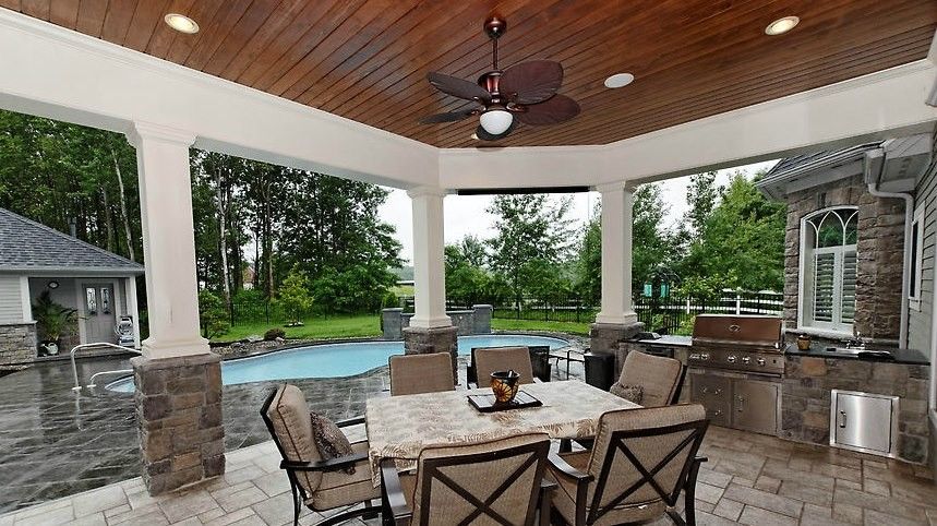 Roof Pitches for a Traditional Patio with a Outdoor Kitchen and Collection by Viscusi Builders Ltd.