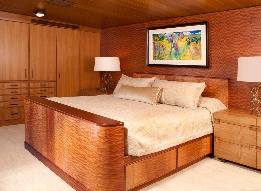 Sapele Wood for a Contemporary Bedroom with a Stained Wood and Lake Union Floating Home 2 by G Little Construction