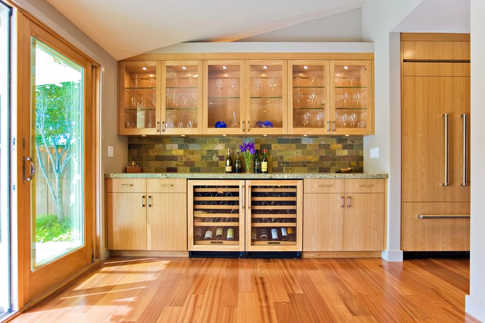 Sapele Wood for a Modern Kitchen with a Leather Granite and Bay Area Custom Cabinetry by Bill Fry Construction   Wm. H. Fry Const. Co.