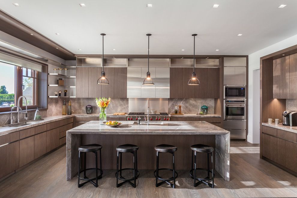 Sojo for a Contemporary Kitchen with a Counter Stools and Sagaponack Estate by Sojo Design