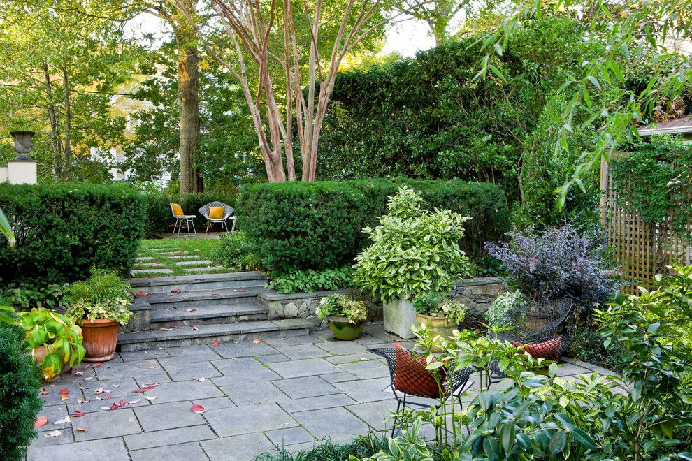 Southeastern Furniture for a Traditional Landscape with a Stone Stairs and an Arlington Residence by Scott Brinitzer Design Associates