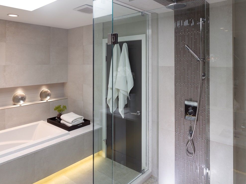 Speedy Auto Glass for a Contemporary Bathroom with a Modern Hand Shower and Chin Residence by Jenny Martin Design
