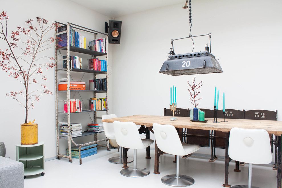 Stadium Lofts Anaheim for a Eclectic Dining Room with a Skylight and My Houzz: A Dark Storage Space Transformation to a Crisp White Loft by Louise De Miranda