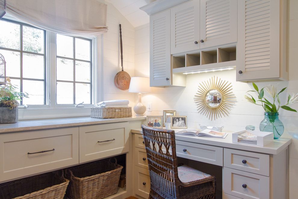 Suzanne Kasler for a Traditional Laundry Room with a Sunburst Mirror and Buckhead Residence by Jessica Bradley Interiors