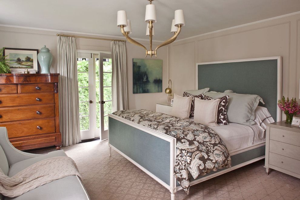 Suzanne Kasler for a Transitional Bedroom with a French Doors and Bedroom Transitional by Jeneration Interiors