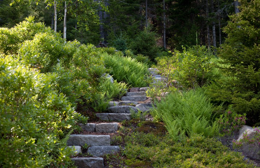 Tidewater Property Management for a Rustic Landscape with a Ferns and Le Petit Chalet by Matthew Cunningham Landscape Design Llc