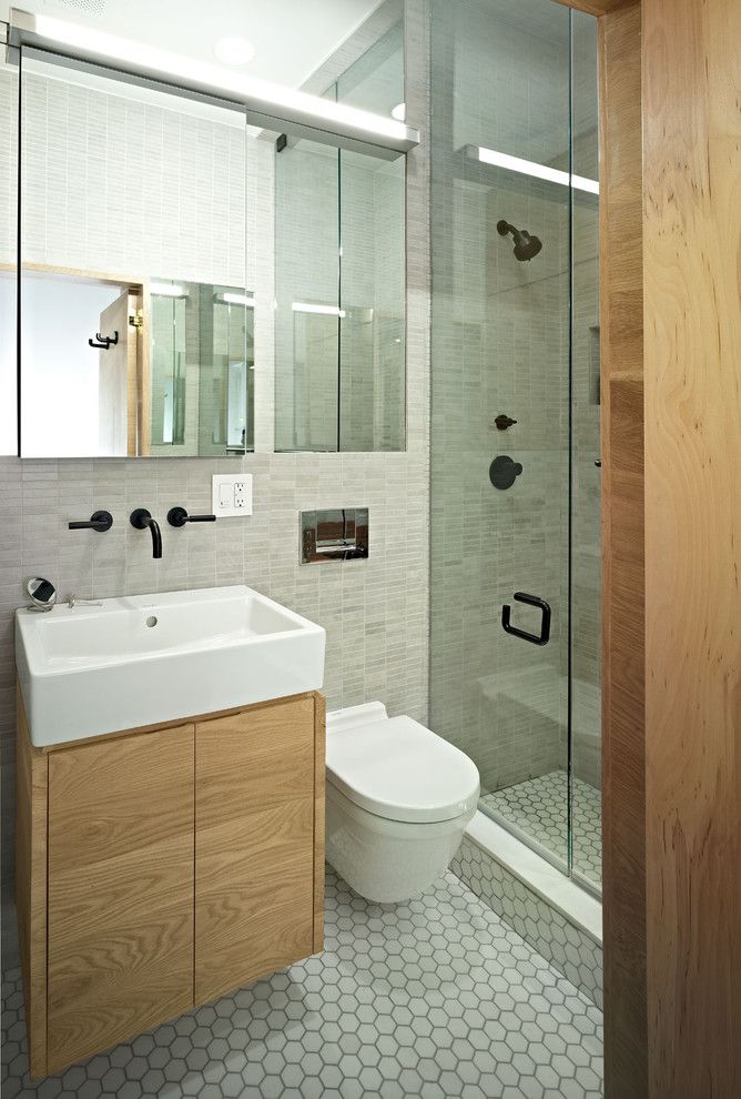 Toilet Paper Holder Height for a Contemporary Bathroom with a Wall Mount Faucet and East Village Studio by Jordan Parnass Digital Architecture