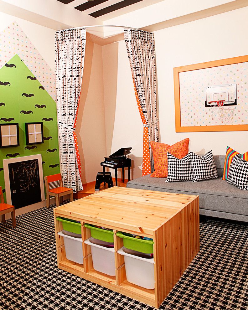 Trofast Ikea for a Contemporary Kids with a Basketball Hoop and Playroom by Mary Meinz Design