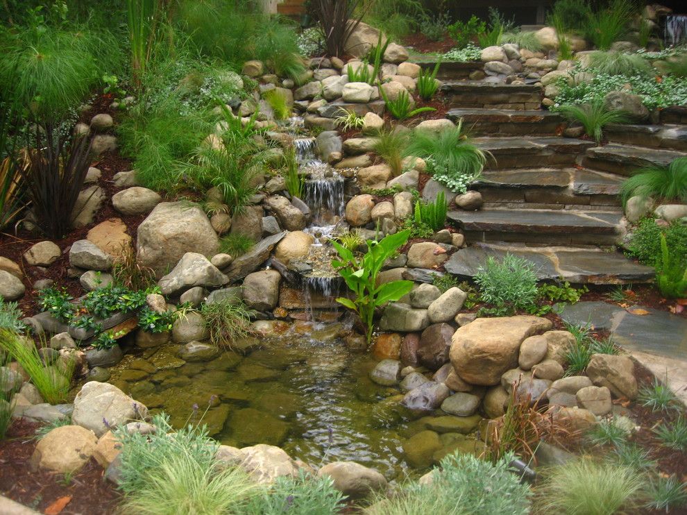 Water Gardens Pleasant Grove for a Contemporary Landscape with a Rock Garden and Water Features by Stout Design Build