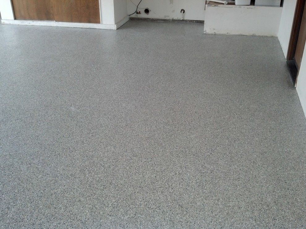Westcoat for a Traditional Spaces with a Shotblast and Garage Floor with Westcoat Liquid Granite Flake Floor by the Concrete Floor Store