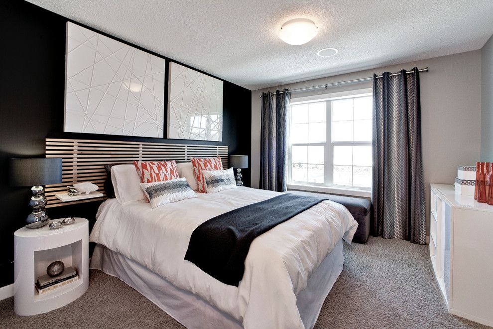 Westin Homes for a Contemporary Bedroom with a Nightstand and Samara (Previous Duplex Showhome) by Creations by Shane Homes by Shane Homes Ltd.