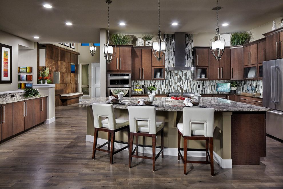 Westin Homes for a Contemporary Kitchen with a Counter Stools and Northsky at Ridgegate by Godden Sudik Architects Inc