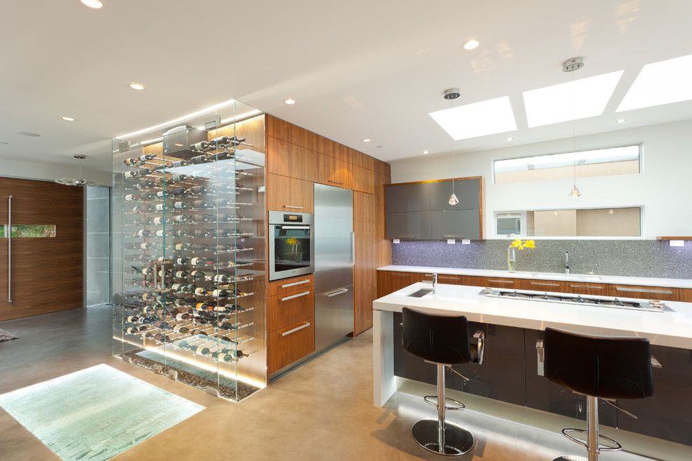 Wine Cellar Los Gatos for a Contemporary Kitchen with a Wave Wall and the Wave House by Kbcdevelopments