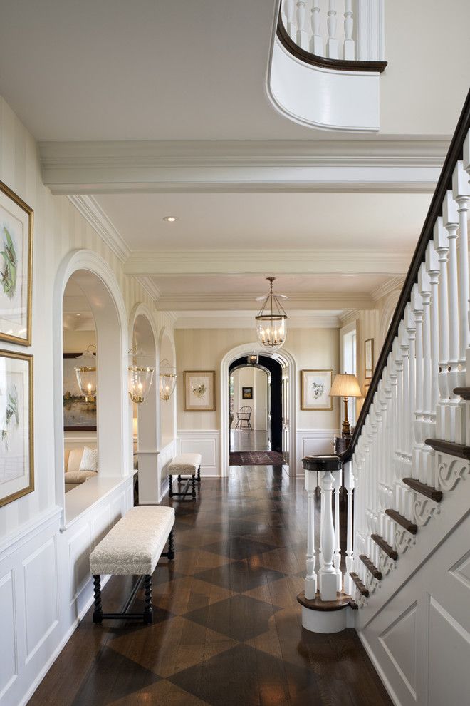 1st Source Servall Appliance Parts for a Traditional Staircase with a Antique Light Fixture and Villanova Residence   Stair Hall by Archer & Buchanan Architecture, Ltd.