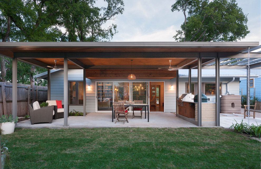 Aarons Furniture Near Me for a Contemporary Patio with a Ceiling Fan and French Place Cottage by Rick & Cindy Black Architects