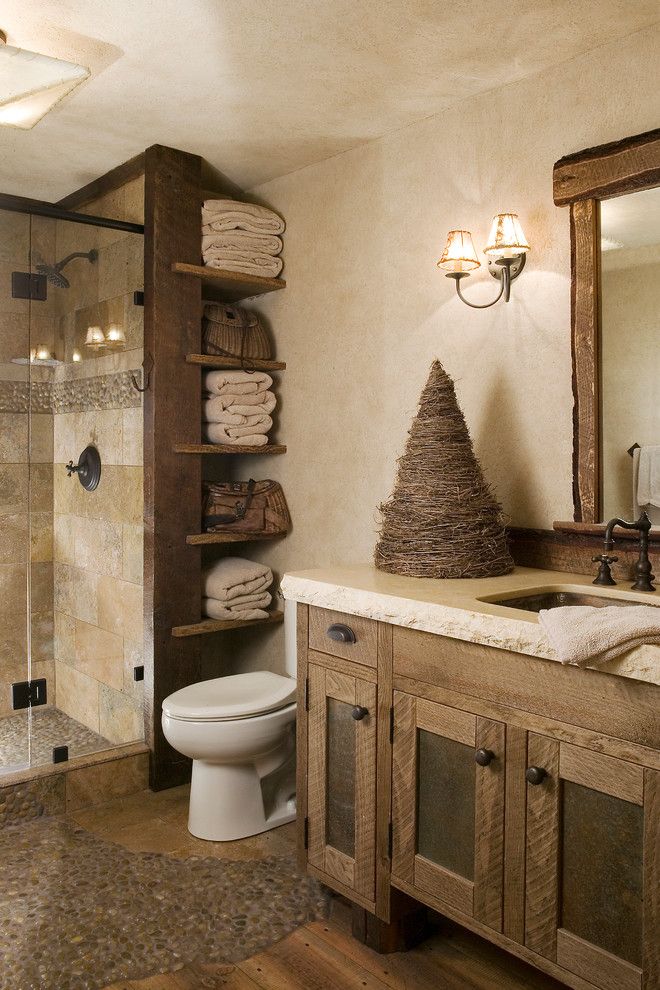 Abc Supply Denver for a Rustic Bathroom with a Found Wood and Ski Slope by High Camp Home