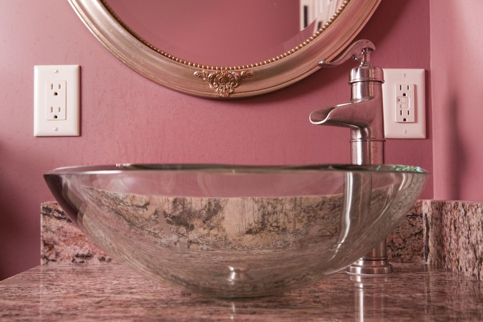 Acme Glass for a Traditional Spaces with a Oval Vanity Mirror and Bathroom Designs by Acm Design